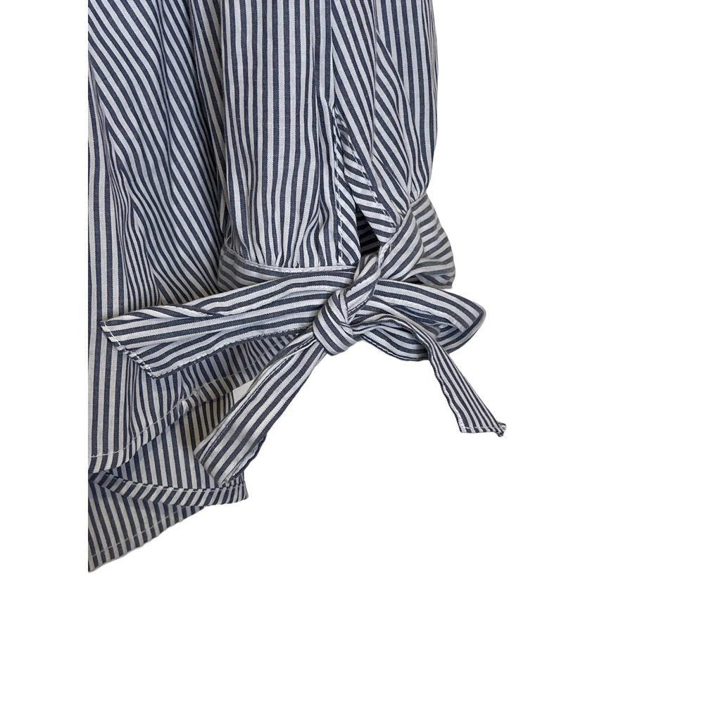 American Eagle Woven Striped Off The shoulder Flowy Top Ties Sleeve Medium Women - Picture 3 of 7